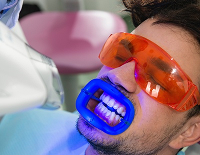 Man receiving teeth whitening