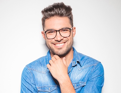 Man with porcelain veneers smiling