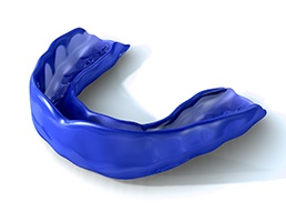 Blue mouthguard for sports isolated against white background